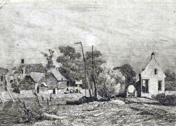 Gezicht op huizen en een boot