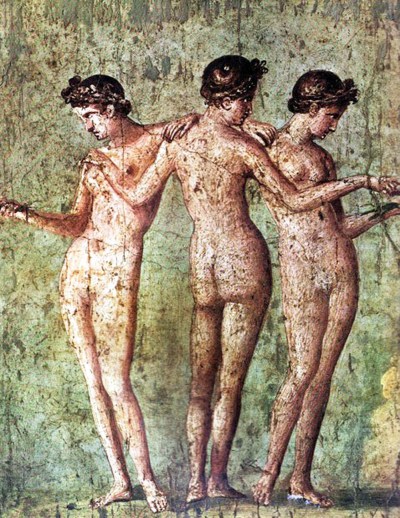 005 Romeins fresco 1e eeuw BC uit Pompeii archeologisch museum Naples