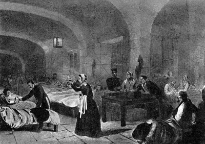A picture of Florence Nightingale (1820-1910), "The Lady with the lamp", the English nurse, famous for her work during the Crimean War, is seen here in the hospital at Scutari, Turkey (Photo by Popperfoto/Getty Images)