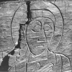 detail van Cuthbertus zijn tome in Durham Cathedral