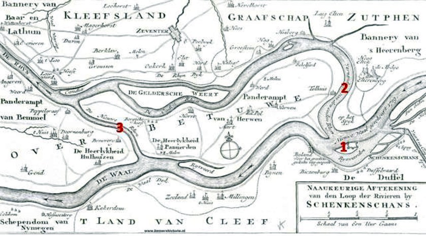 kaart Lobith in 1672