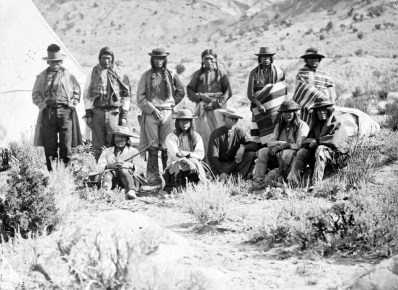 Pah-Ute Indian group, near Cedar, Utah (1872