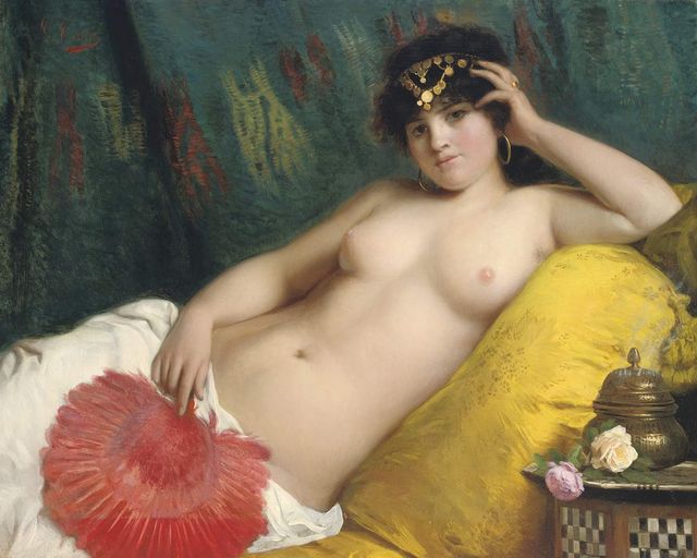 032 - Giovanni Costa - Odalisque with a red fan