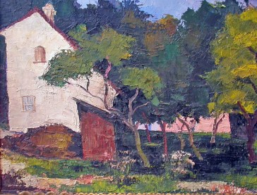 Rudolf Klaudus - Haus mit Bäumen in Pinkafeld